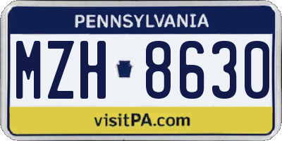 PA license plate MZH8630