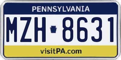 PA license plate MZH8631