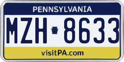 PA license plate MZH8633