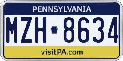 PA license plate MZH8634