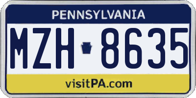 PA license plate MZH8635