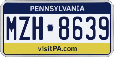 PA license plate MZH8639