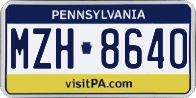 PA license plate MZH8640
