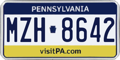 PA license plate MZH8642