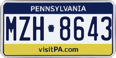 PA license plate MZH8643