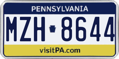 PA license plate MZH8644