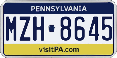 PA license plate MZH8645