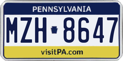 PA license plate MZH8647