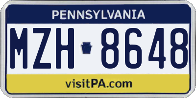 PA license plate MZH8648