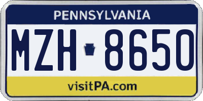 PA license plate MZH8650