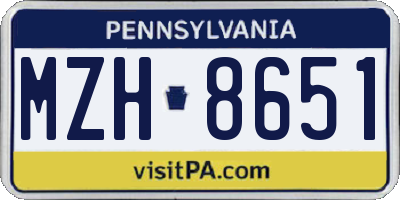 PA license plate MZH8651