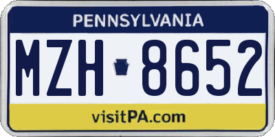 PA license plate MZH8652