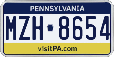PA license plate MZH8654