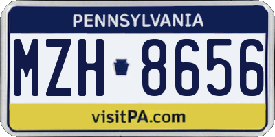 PA license plate MZH8656