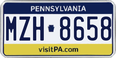 PA license plate MZH8658