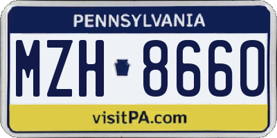 PA license plate MZH8660