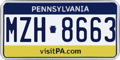 PA license plate MZH8663
