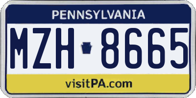 PA license plate MZH8665