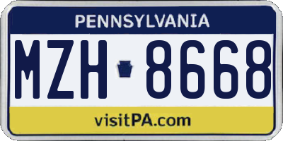 PA license plate MZH8668