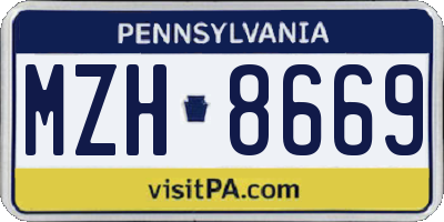 PA license plate MZH8669