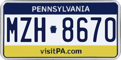 PA license plate MZH8670
