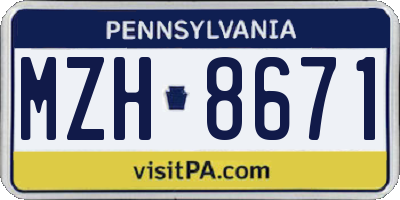 PA license plate MZH8671