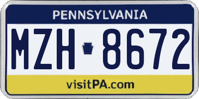 PA license plate MZH8672