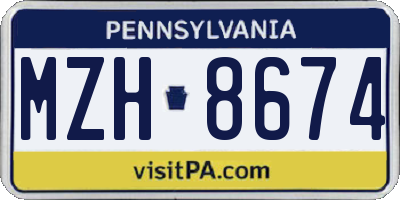 PA license plate MZH8674