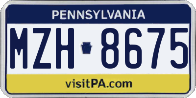 PA license plate MZH8675