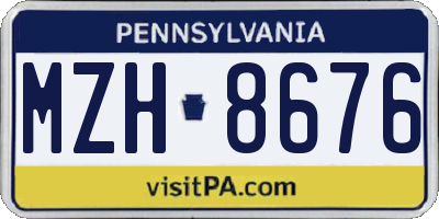 PA license plate MZH8676