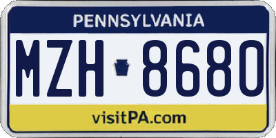 PA license plate MZH8680