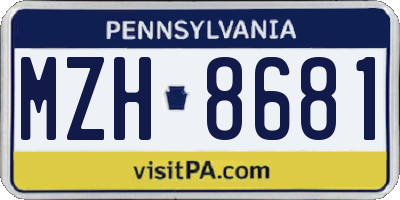 PA license plate MZH8681