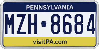 PA license plate MZH8684