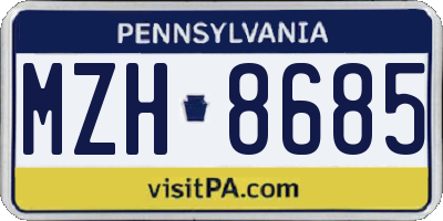 PA license plate MZH8685