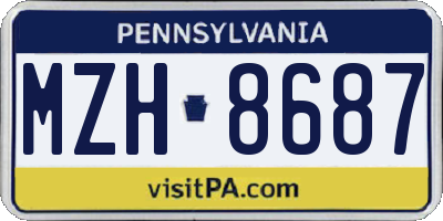 PA license plate MZH8687