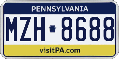 PA license plate MZH8688