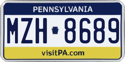 PA license plate MZH8689