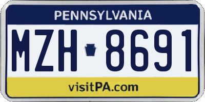 PA license plate MZH8691