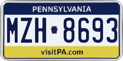 PA license plate MZH8693