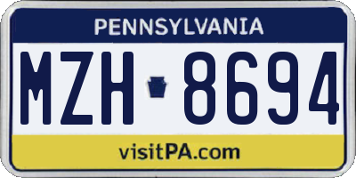 PA license plate MZH8694