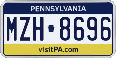 PA license plate MZH8696