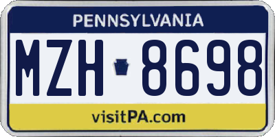 PA license plate MZH8698