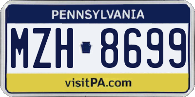 PA license plate MZH8699