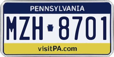 PA license plate MZH8701