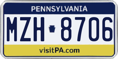 PA license plate MZH8706