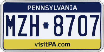 PA license plate MZH8707