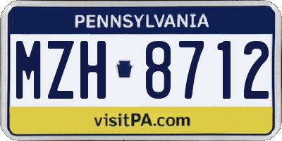 PA license plate MZH8712