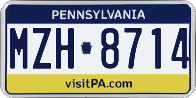 PA license plate MZH8714
