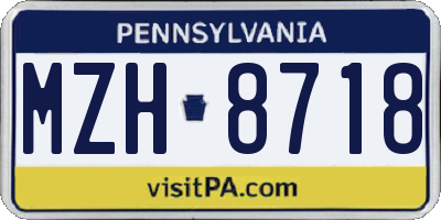 PA license plate MZH8718