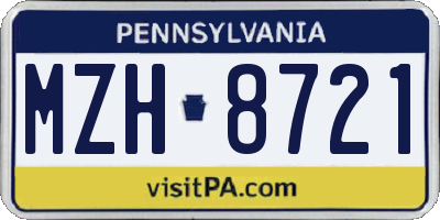 PA license plate MZH8721
